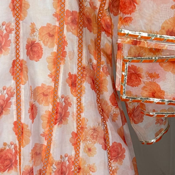 orange soft organza anarkali