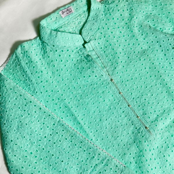 green muslin short kurti