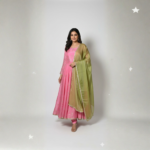 pink fendi satin anarkali