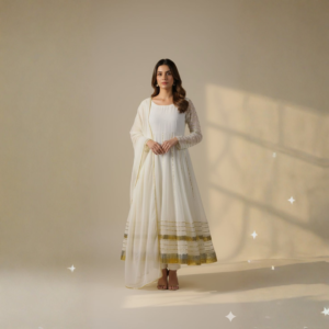white anarkali suit