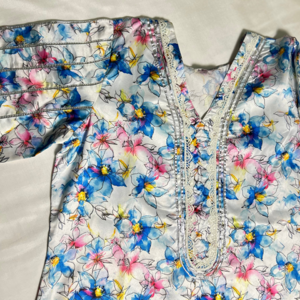 floral satin short kurti