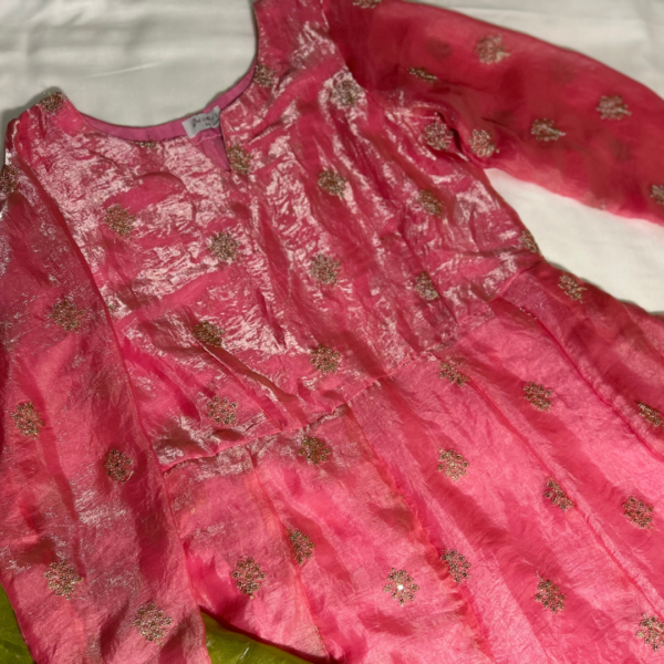 pink fendi satin anarkali