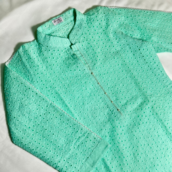 green muslin short kurti