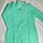 green muslin short kurti