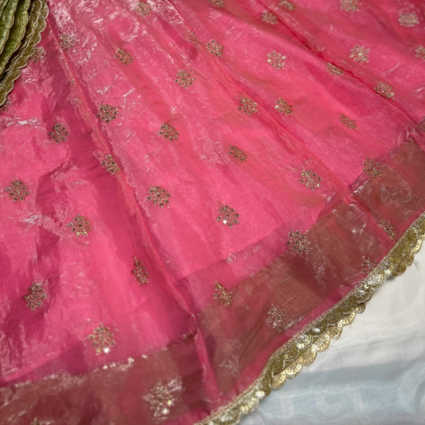 pink fendi satin anarkali