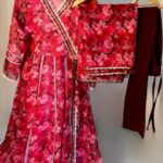 maroon soft organza anarkali