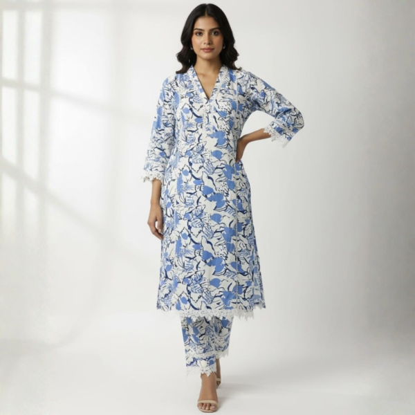 blue viscose cotton kurti