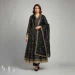 black fendi satin anarkali