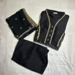 black fendi satin anarkali