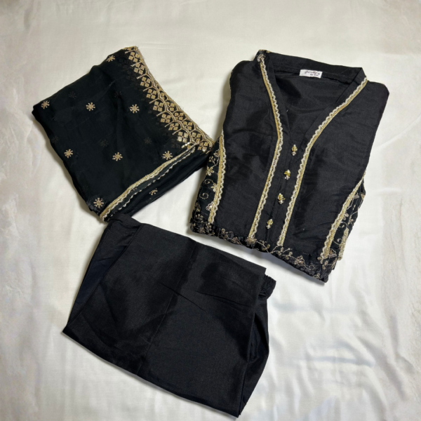 black fendi satin anarkali