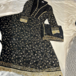 black fendi satin anarkali