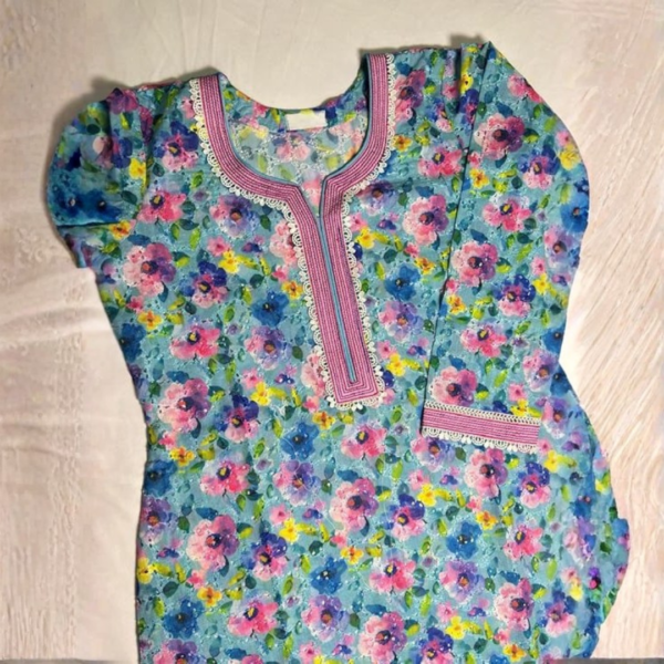 blue floral kurti