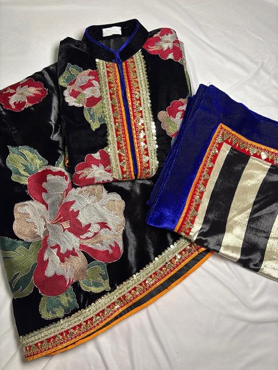 floral velvet surti with sharara