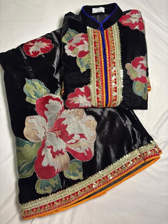 floral velvet surti with sharara