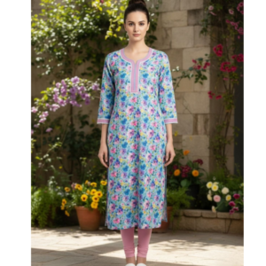 blue floral kurti