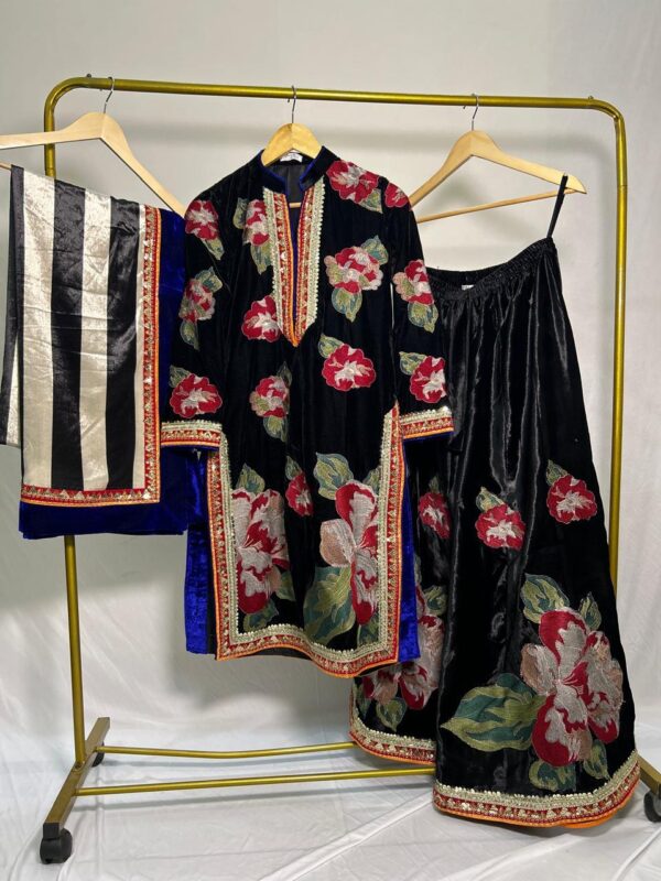 floral velvet surti with sharara