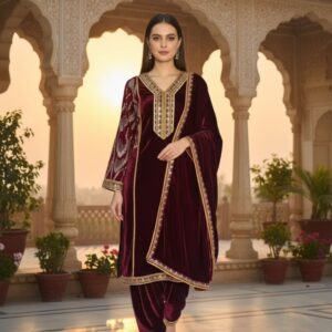 All Products Maroon Velvet Suit