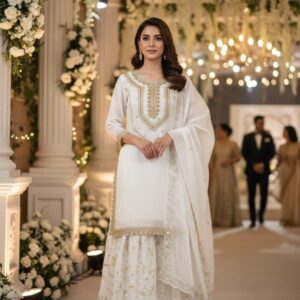 white sharara suit set