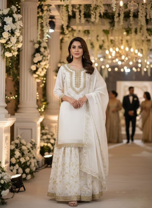 white sharara suit set